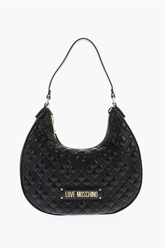Moschino Love Quilted Faux Leather Hobo Bag