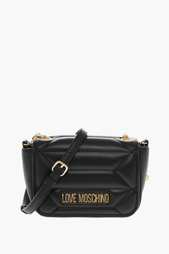 Moschino Love Quilted Faux Leather Kaleidoscope Crossbody Bag With Go In Blue
