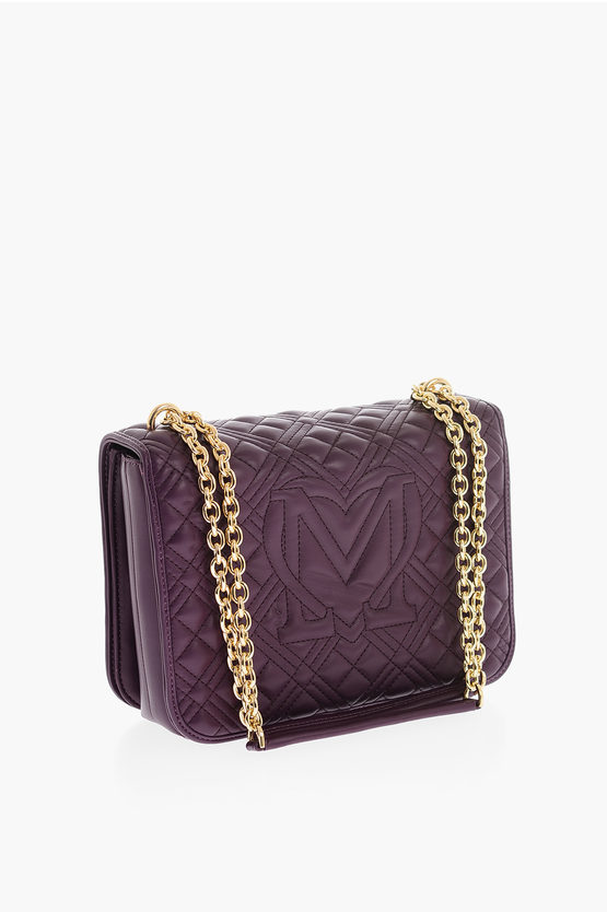 LOVE Quilted Faux Leather Shoulder Bag