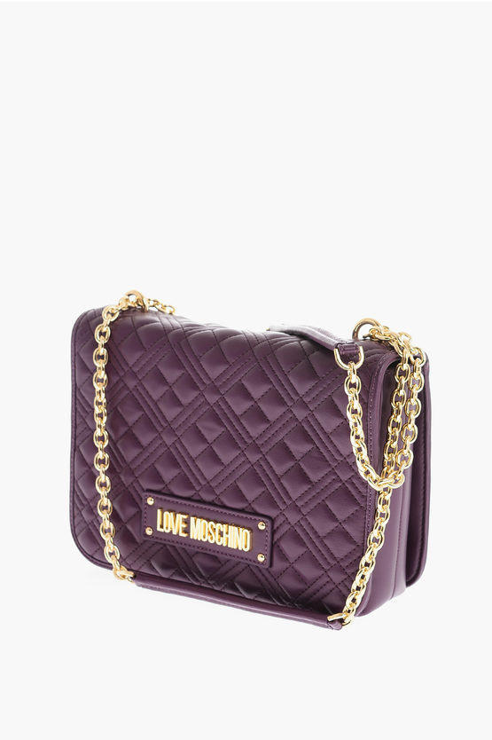 LOVE Quilted Faux Leather Shoulder Bag