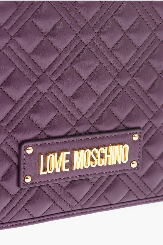 LOVE Quilted Faux Leather Shoulder Bag