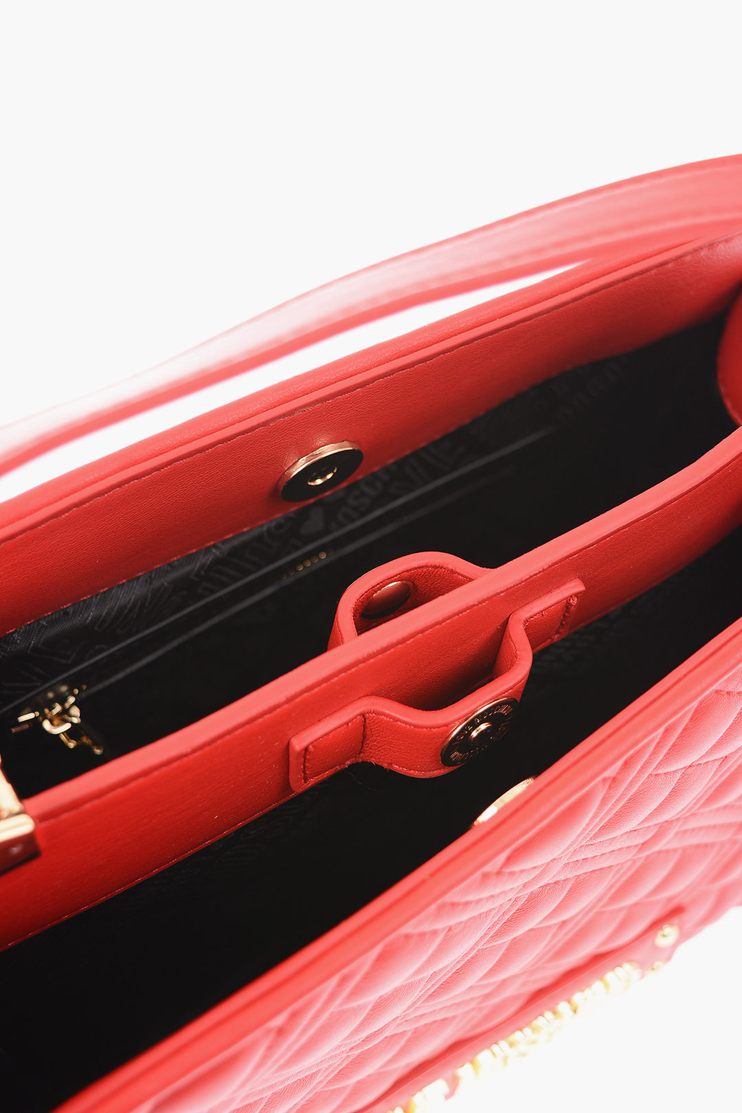 Moschino LOVE quilted faux leather top handle bag with Double