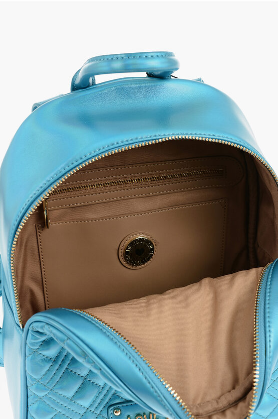 LOVE Quilted Laminated Faux Leather Backpack