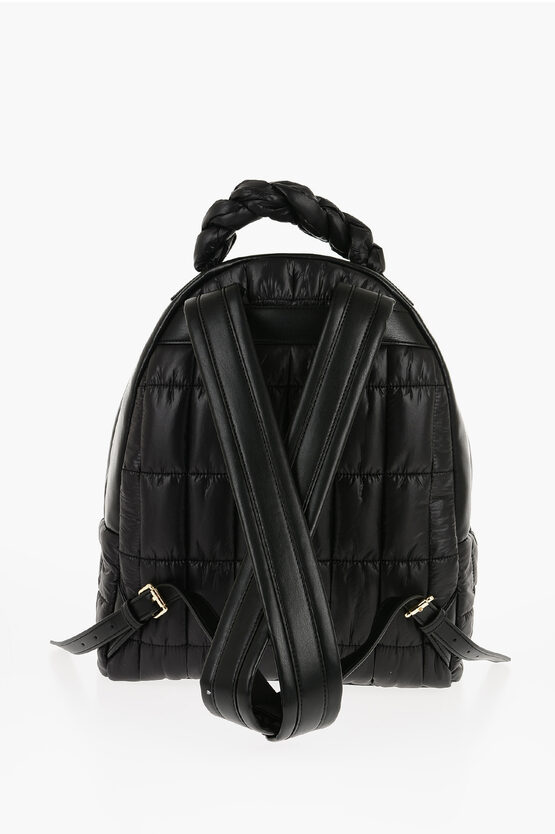  LOVE Quilted Nylon Backpack with Faux Leather Trims 