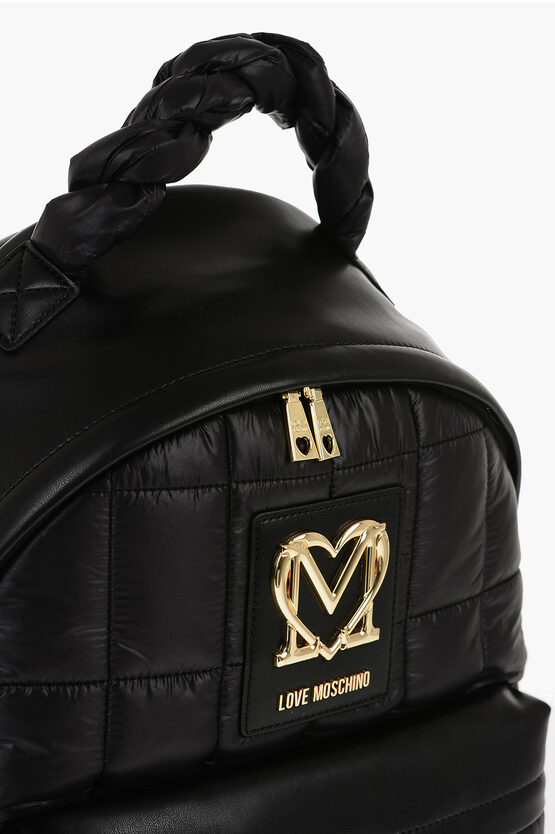  LOVE Quilted Nylon Backpack with Faux Leather Trims 