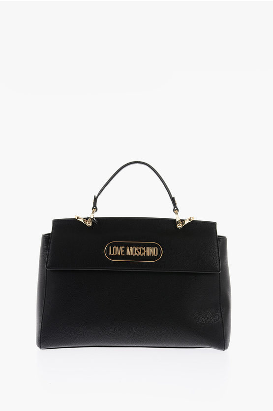Moschino Love Removable Shoulder Strap Faux Leather Bag In Black