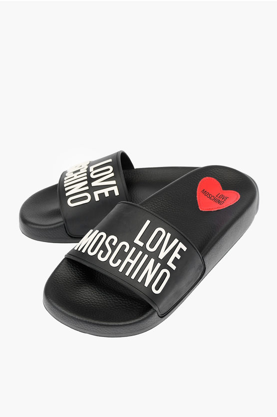 Moschino Love Rubber Slides With Logo