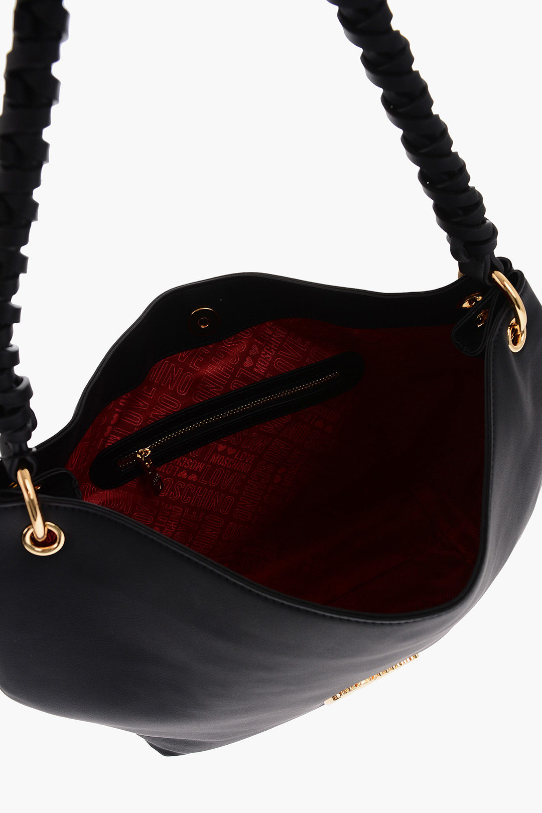 Moschino LOVE Rubberised Fabric Shoulder Bag with Front Monogram women