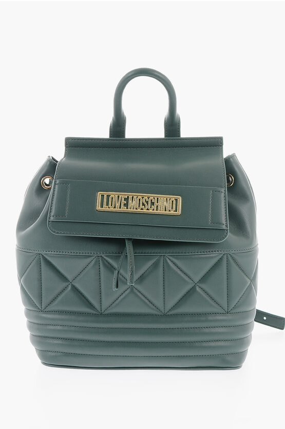 LOVE Rucksack aus gestepptem Kunstleder mit goldfarbenem Metalllogo