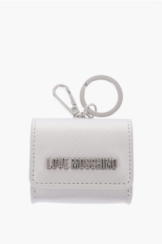 Moschino Love Saffiano Faux Leather Coin Purse With Key Holder In Multi