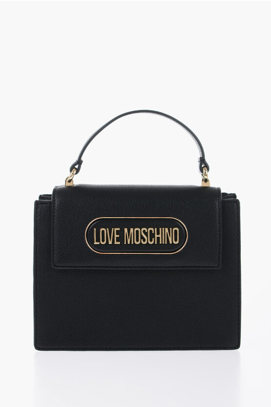 Moschino Love Satchel Crossbody Bag With Interlocking Closure In Black