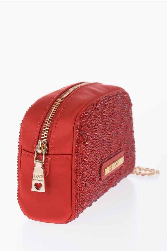 LOVE Satin Necessaire Embellished with Rhinestone