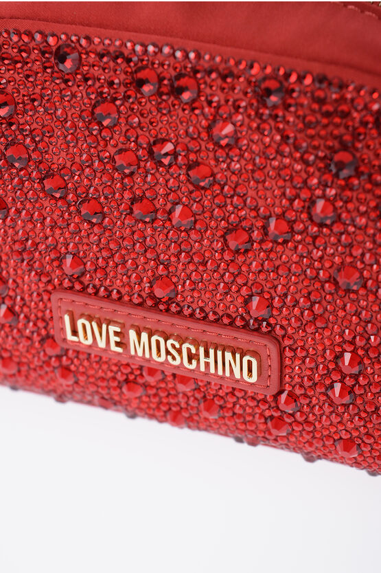 LOVE Satin Necessaire Embellished with Rhinestone
