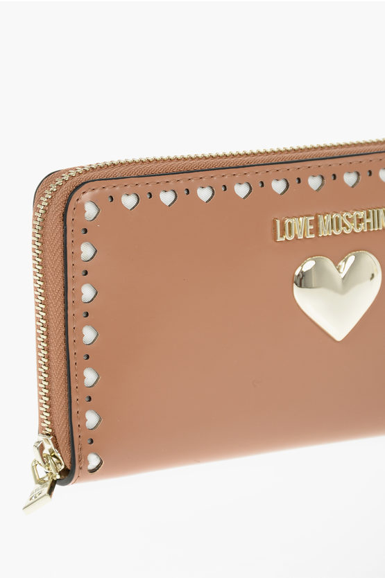 Moschino LOVE Silver Heart Faux Leather Wallet women Glamood Outlet