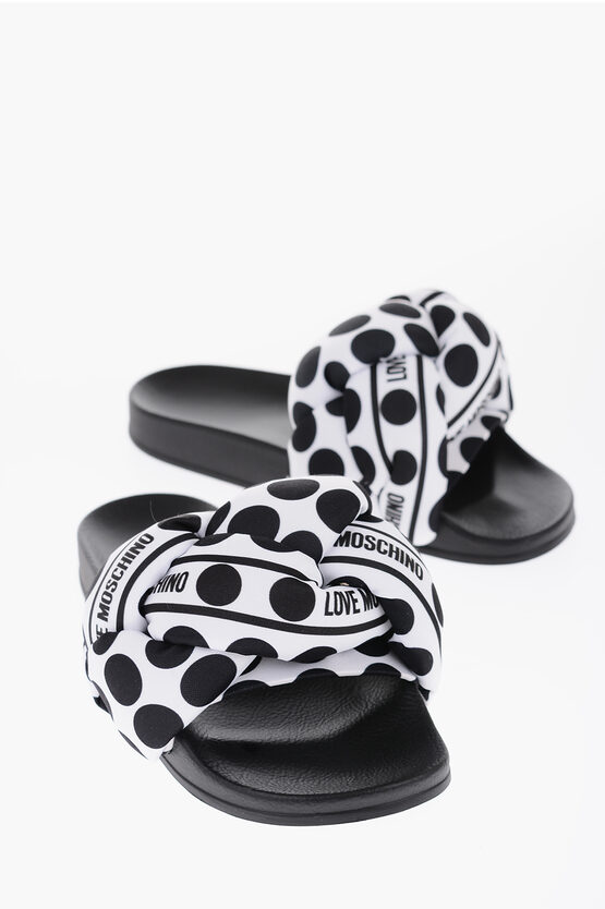 Moschino Love Slides With Braided Foulard Effect Upper In White