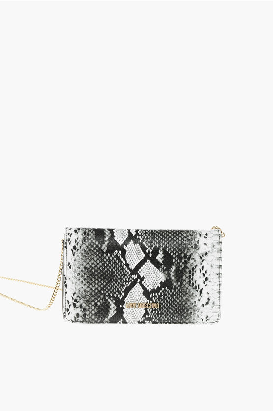 Moschino Love Snake Effect Faux Leather Crossbody Bag In Animal Print