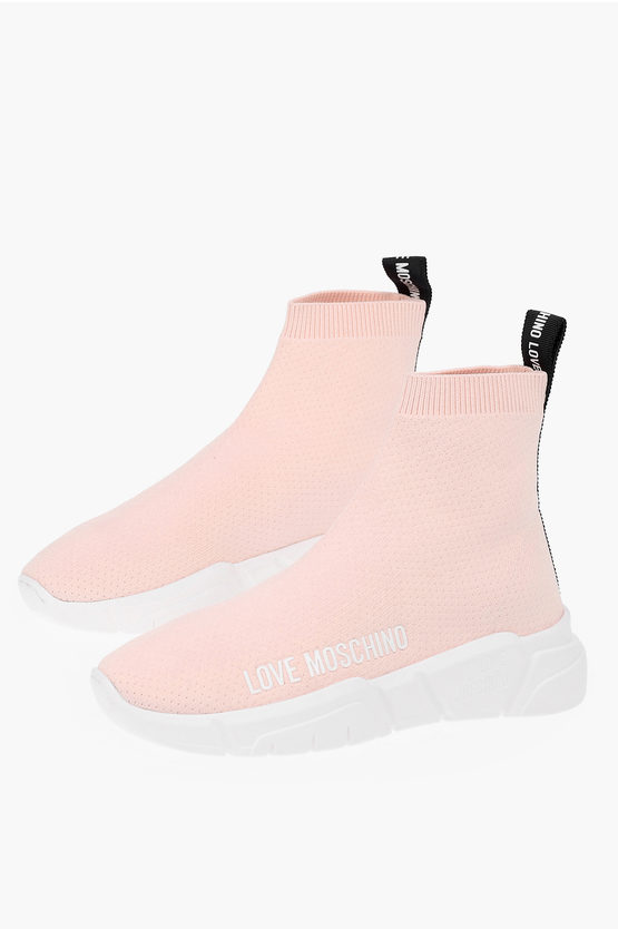 Moschino Love Sock High-top Sneakers Gomma35 With Logo In Pink