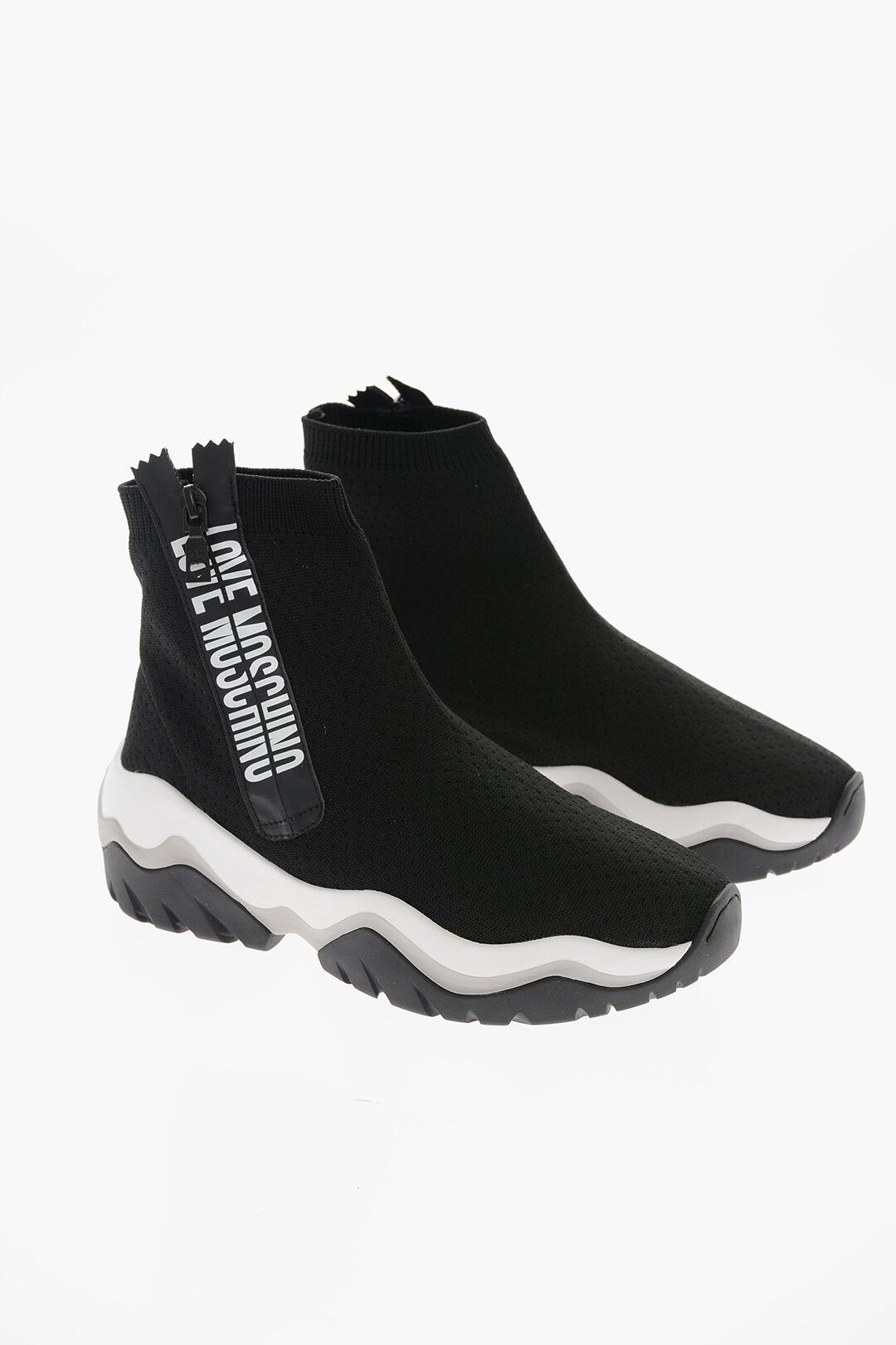 Moschino LOVE Sock HighTop Sneakers with Contrasting Logo and TwoTone