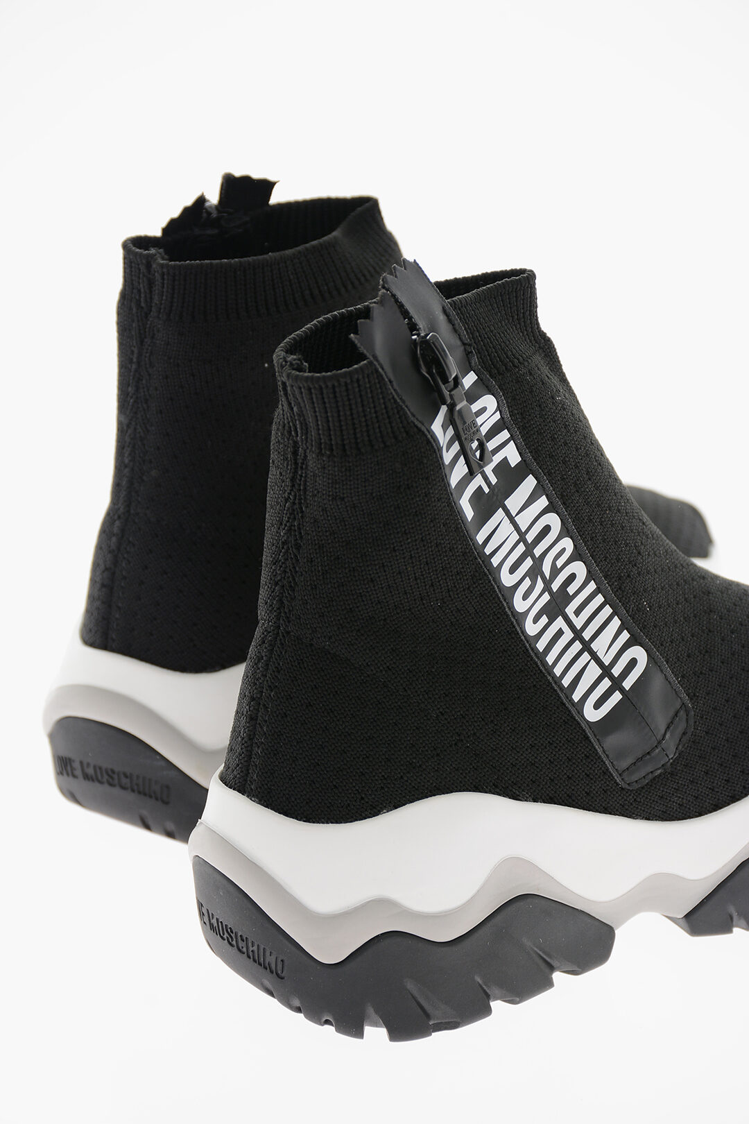 Moschino LOVE Sock HighTop Sneakers with Contrasting Logo and TwoTone