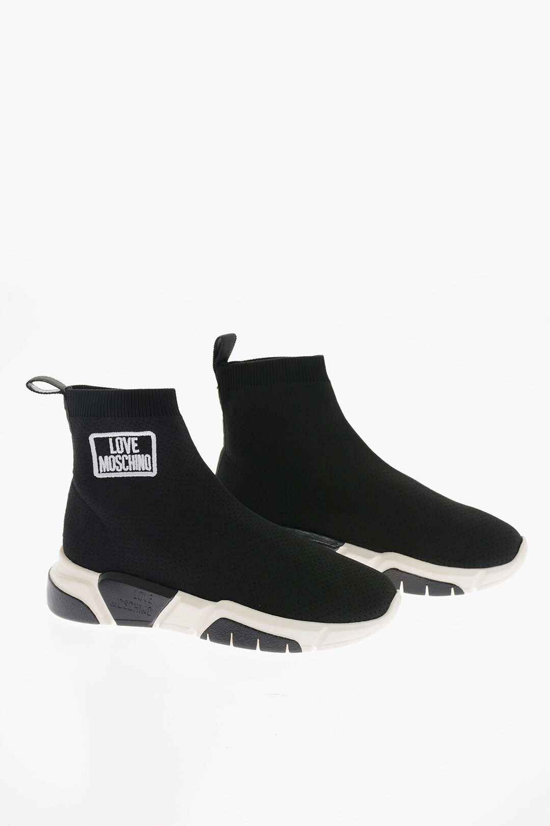 Moschino LOVE Sock HighTop Sneakers with Contrasting Logo and TwoTone