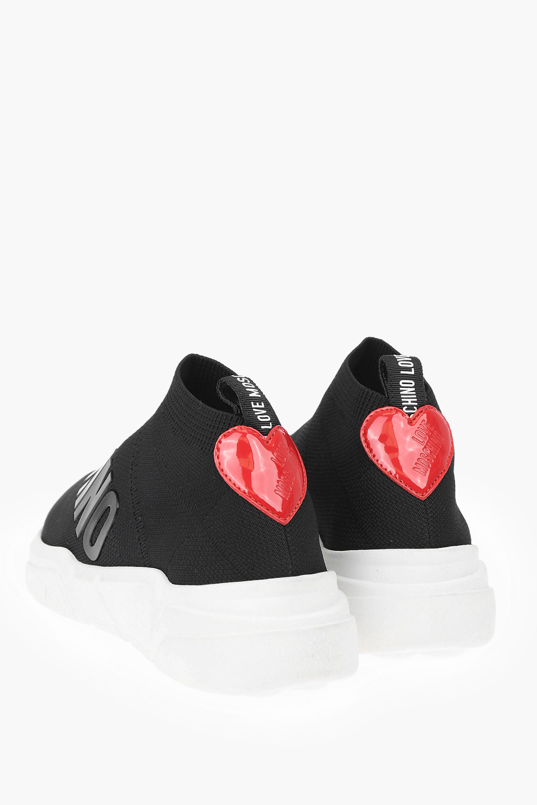 Love Moschino Platform Sneakers with Heart Motif in Black