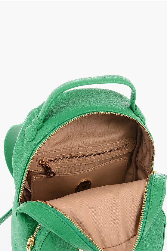 LOVE Solid Color Faux Leather Backpack with Golden Logo