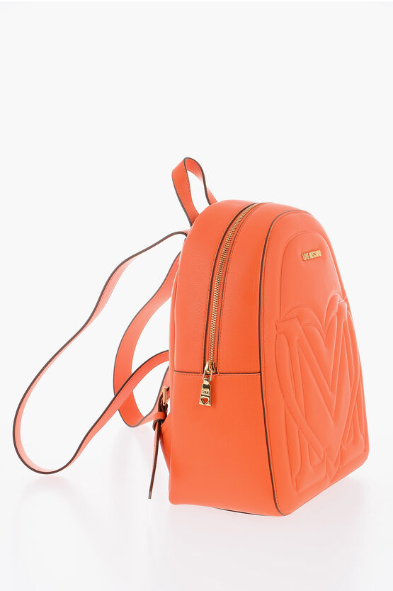 LOVE Solid Color Faux Leather Backpack with Golden Logo