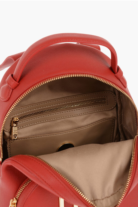 LOVE Solid Color Faux Leather Backpack with Golden Logo