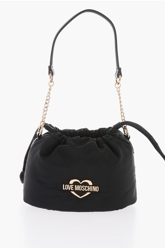 Moschino Love Solid Colour Mini Bucket Bag With Removable Shoulder Str In Brown