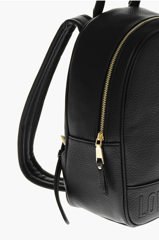 LOVE Textured Faux Leather Backpack with Embossed Logo