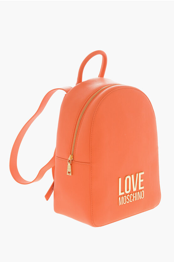 LOVE Textured Faux Leather Backpack with Golden Logo