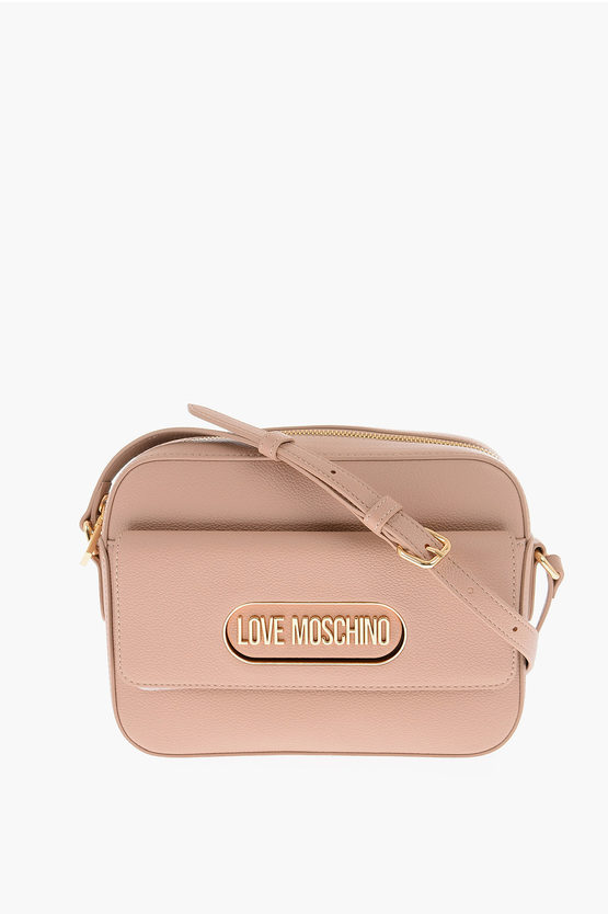 Moschino Love Textured Faux Leather Camera Bag With Maxi Pocket In Brown