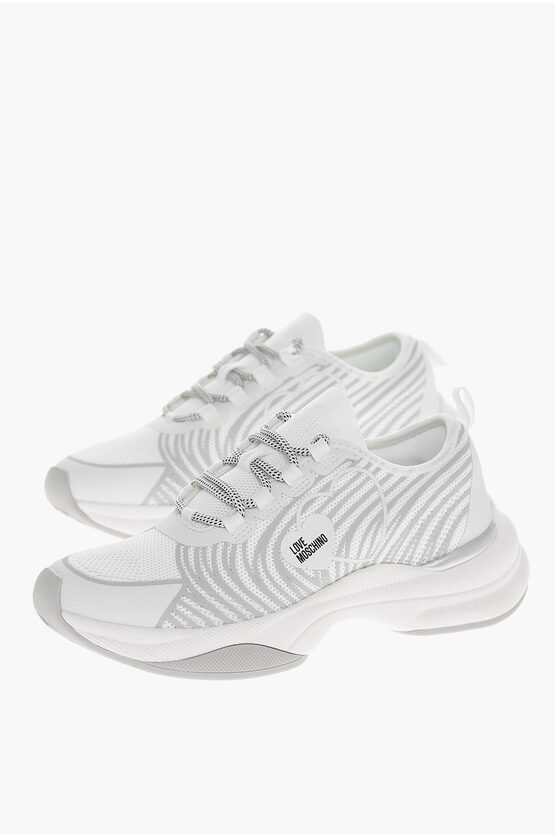 Moschino Love Two-tone Sprint Love Low Top Sneakers With Hearts Print In White
