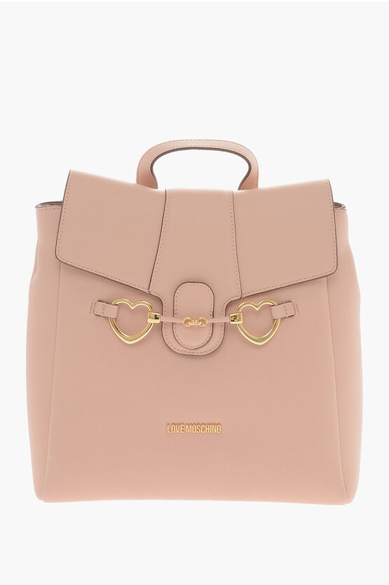 LOVE Vegan Leather Backpack with Heart-Shaped Buckles