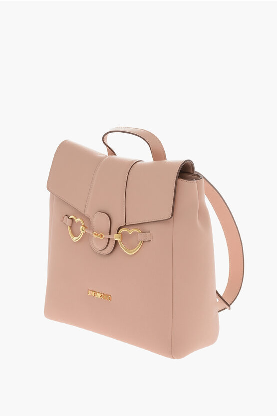 LOVE Vegan Leather Backpack with Heart-Shaped Buckles