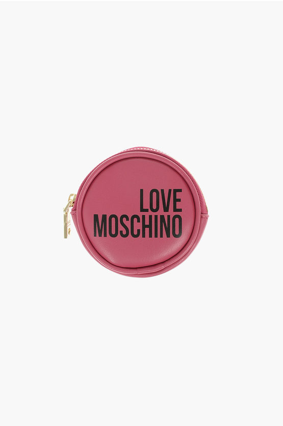 Moschino Love Zip Closure Faux Leather Charm Bag In Pink