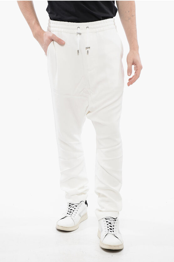 Balmain Low-crotch Crepe Viscose Blend Pants In White