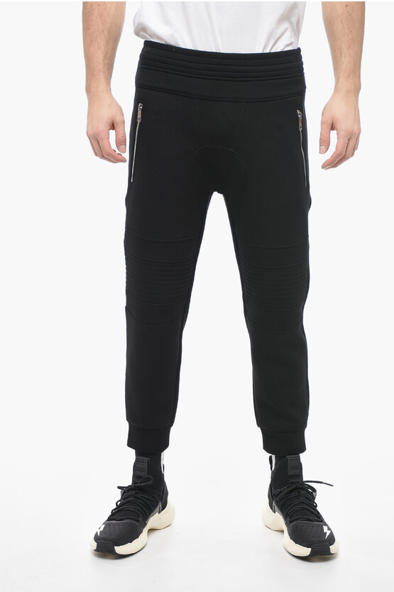 Neil Barrett Low-rise Biker Sweatpants With Zipped Pockets In Black