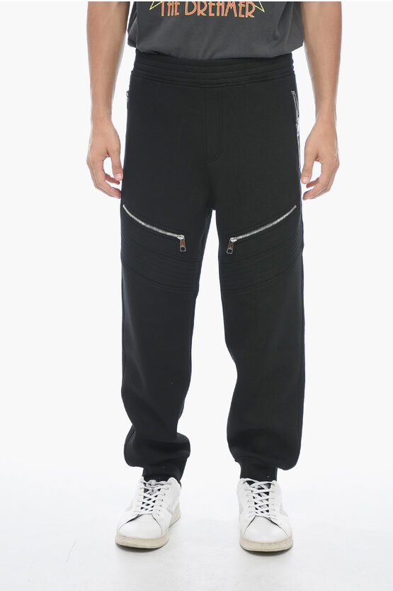 Shop Neil Barrett Low-rise Biker Sweatpants With Zipped Pockets