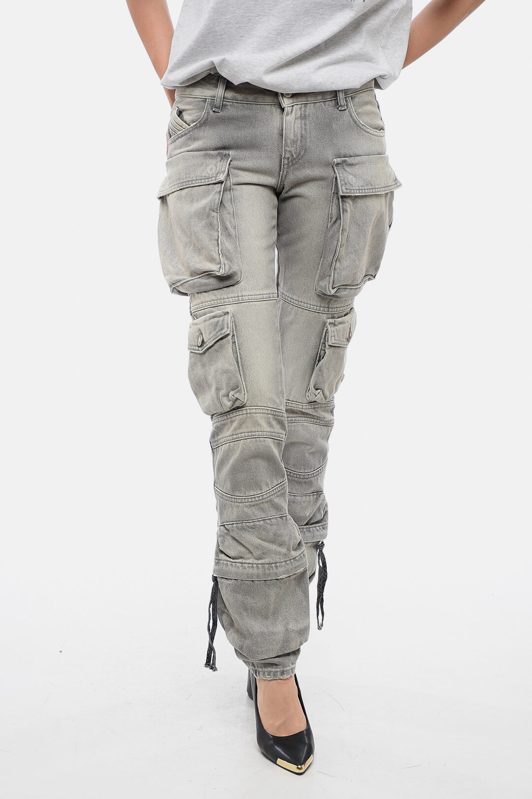 The Attico Low Rise Denim Cargo Pants women - Glamood Outlet