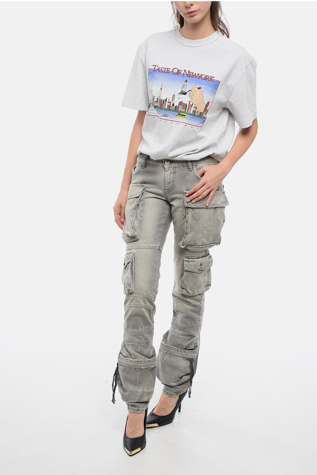 The Attico Low Rise Denim Cargo Pants women - Glamood Outlet
