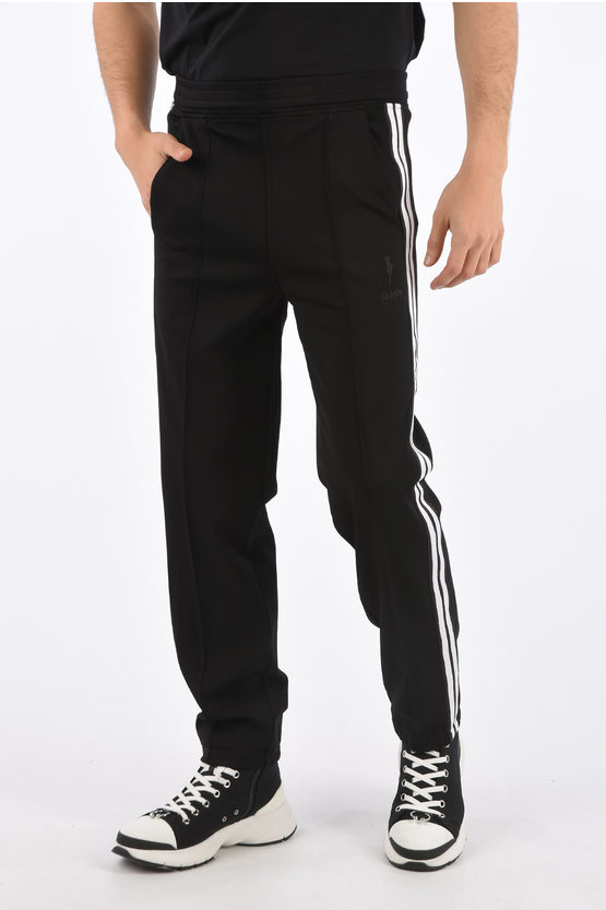 Neil Barrett Low Rise Easy Fit Piping Pants In Black