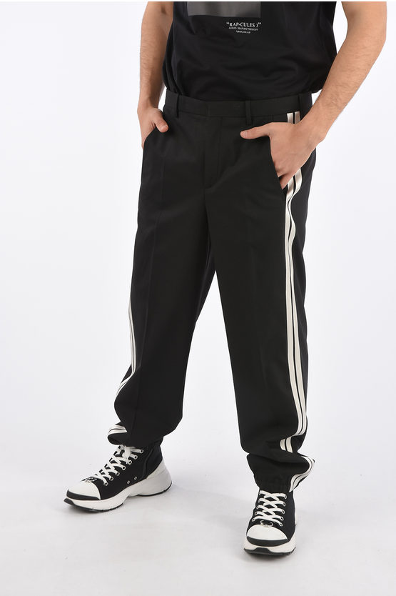 Neil Barrett Low Rise Easy Fit Piping Pants In Black