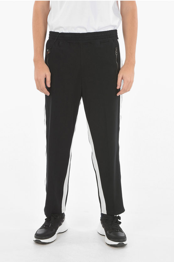Shop Neil Barrett Low-rise Joggers With Contrasting Side Bands