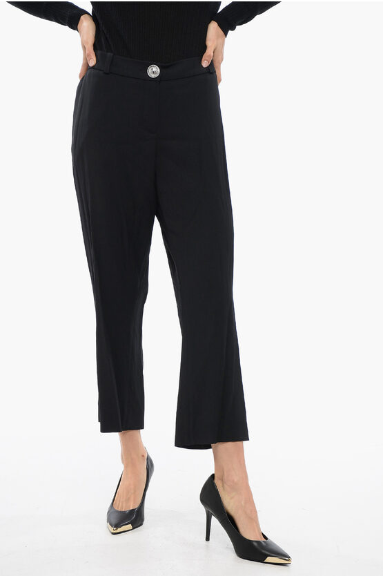 BALMAIN LOW-RISE PANTS WITH JEWEL BUTTON