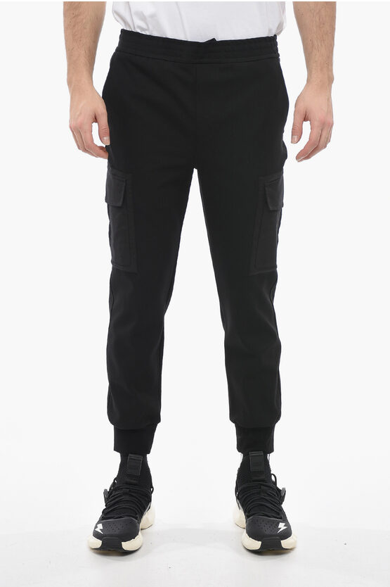 Neil Barrett Low-rise Skinny Fit Cargo Sweatpants In Black
