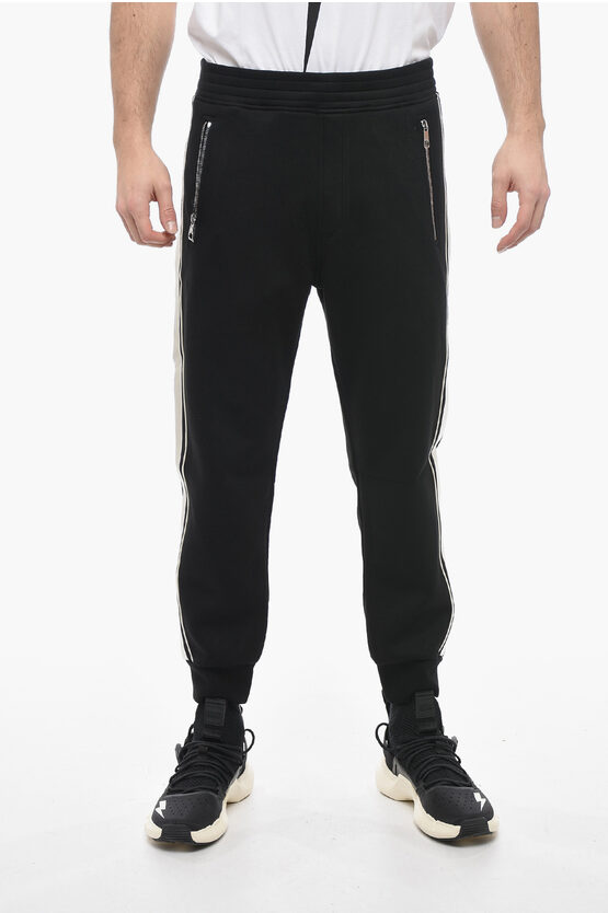 Neil Barrett Low-rise Skinny Fit Sweatpants With Side Contrasting Bands In Black