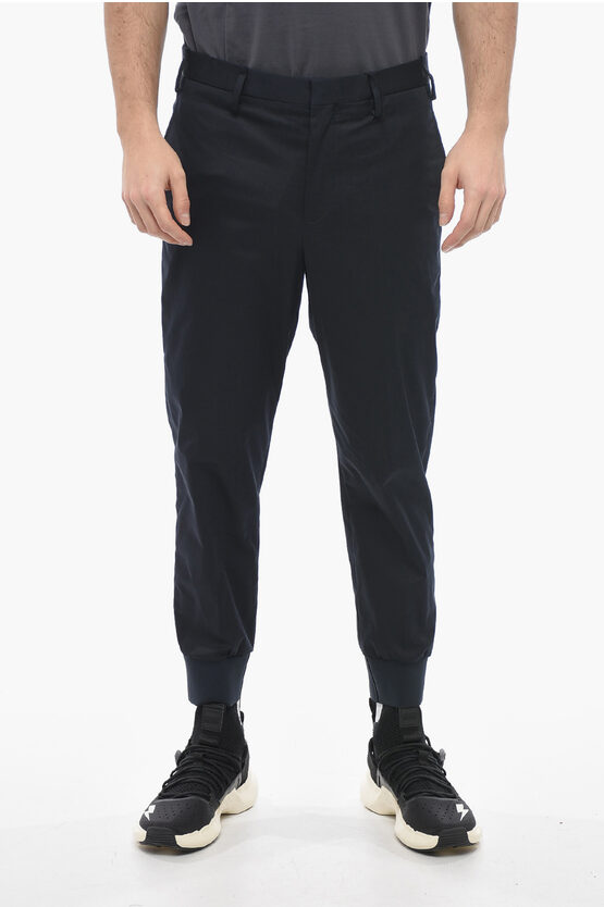 Neil Barrett Low-rise Slim Fit Jack Trousers With Cuffs In Blue