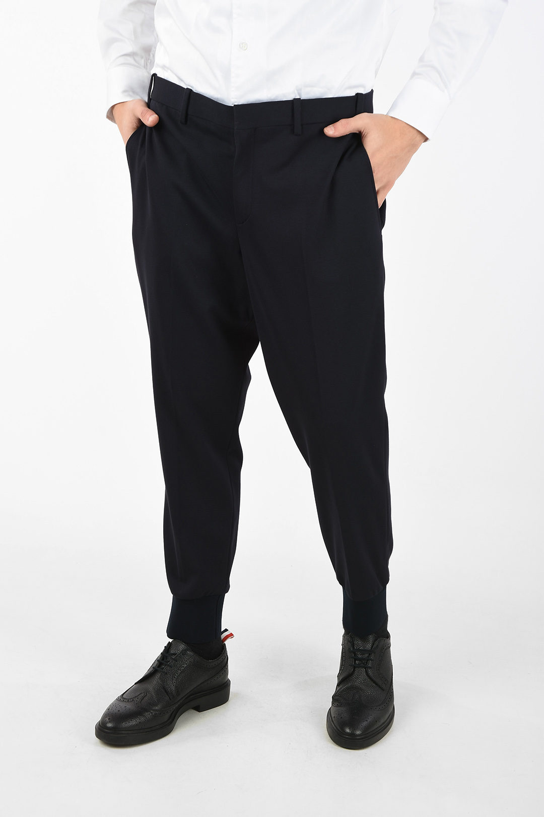 Navy Super 120s Twill Low Rise Skinny Trouser | Thom Browne