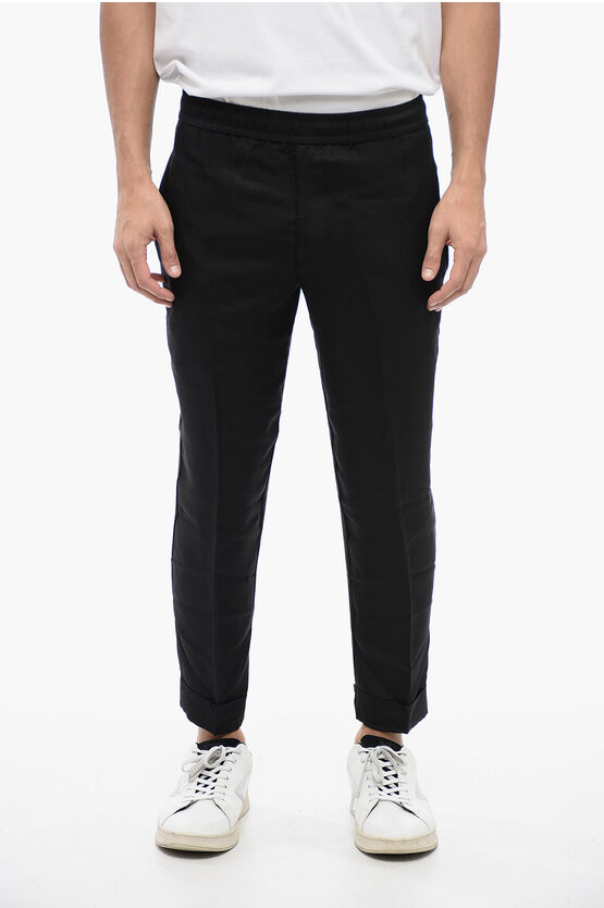 Shop Neil Barrett Low-rise Viscose Blend Pants With Elastic Waistband